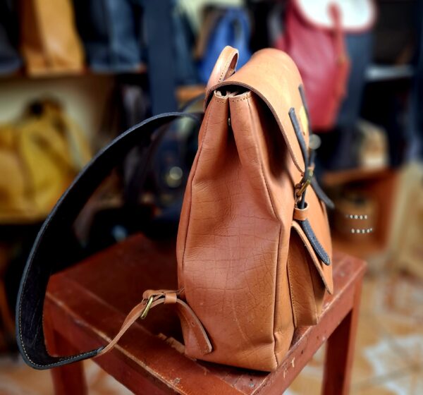 Genuine Brown Leather Backpack
